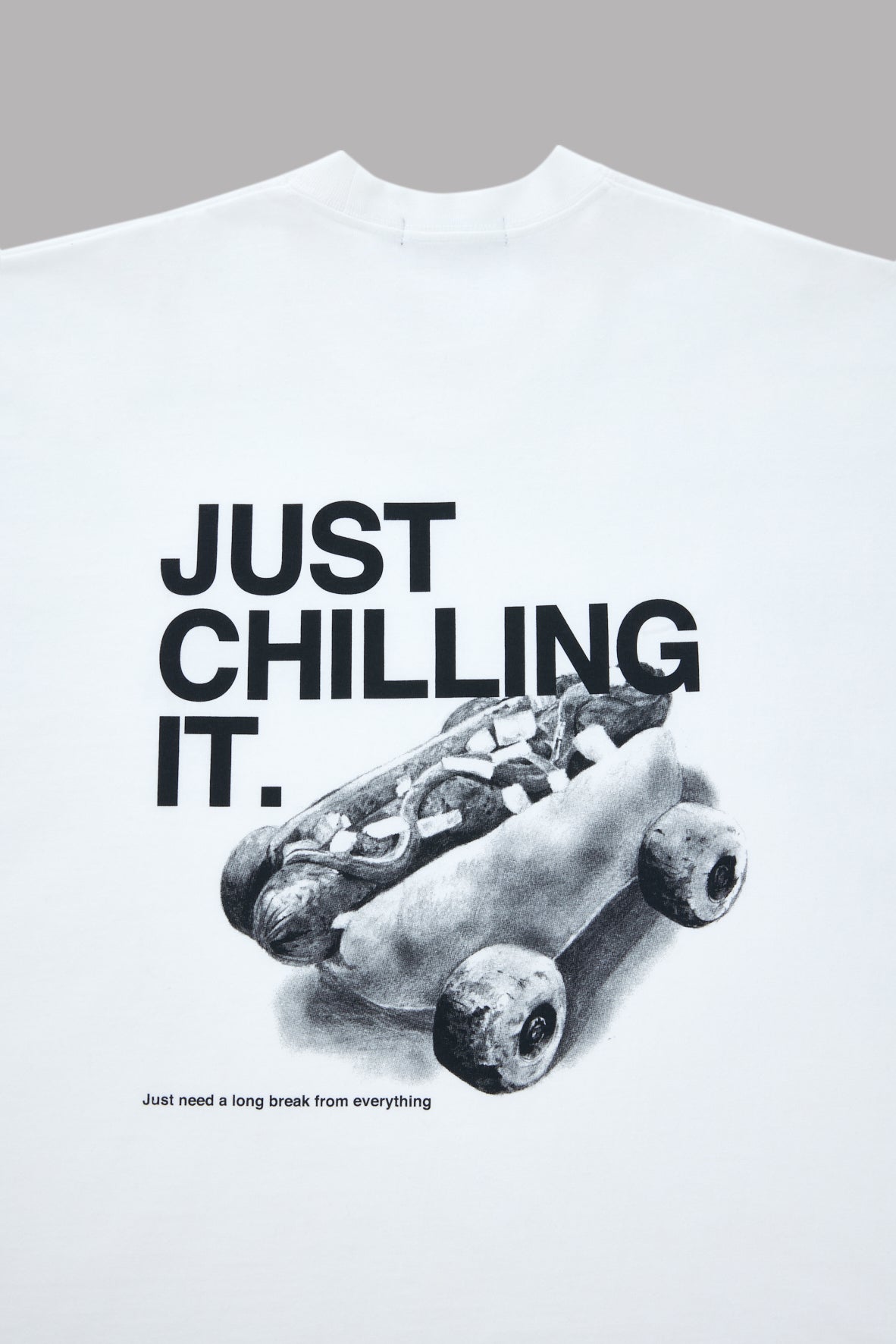 JUST CHILLING IT DROP SHOULDER S/S TEE-WHITE