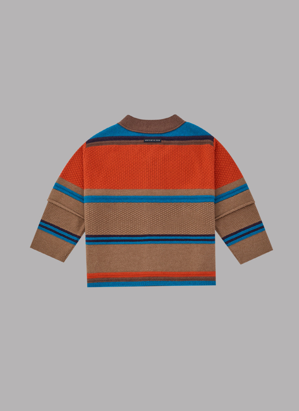 LA LOGO STRIPED CARDIGAN-BROWN