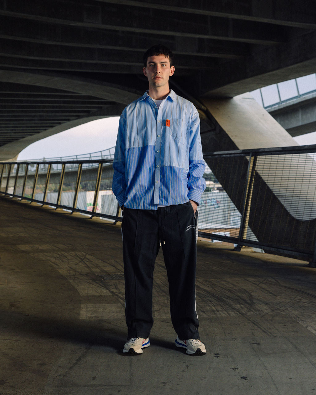 CRAZY STRIPE L/S SHIRT-SAX