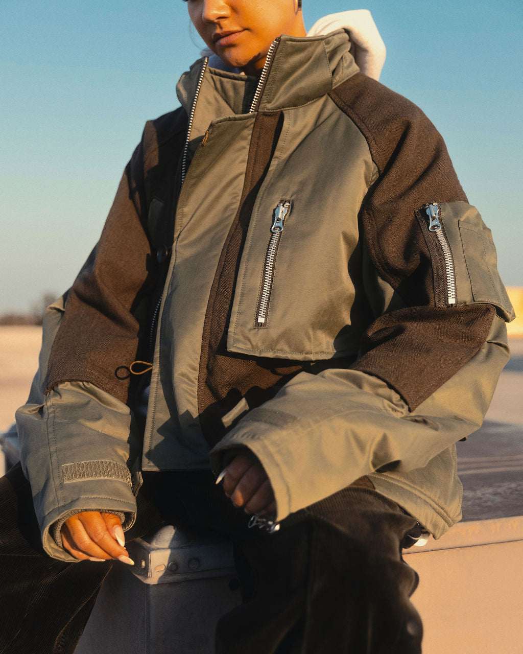 COMBINATION FLIGHT JACKET-OLIVE