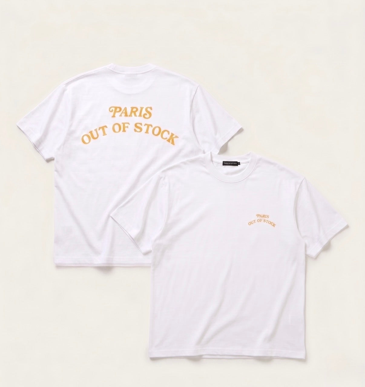 PARIS OUT OF STOCK S/S TEE-WHITE x YELLOW