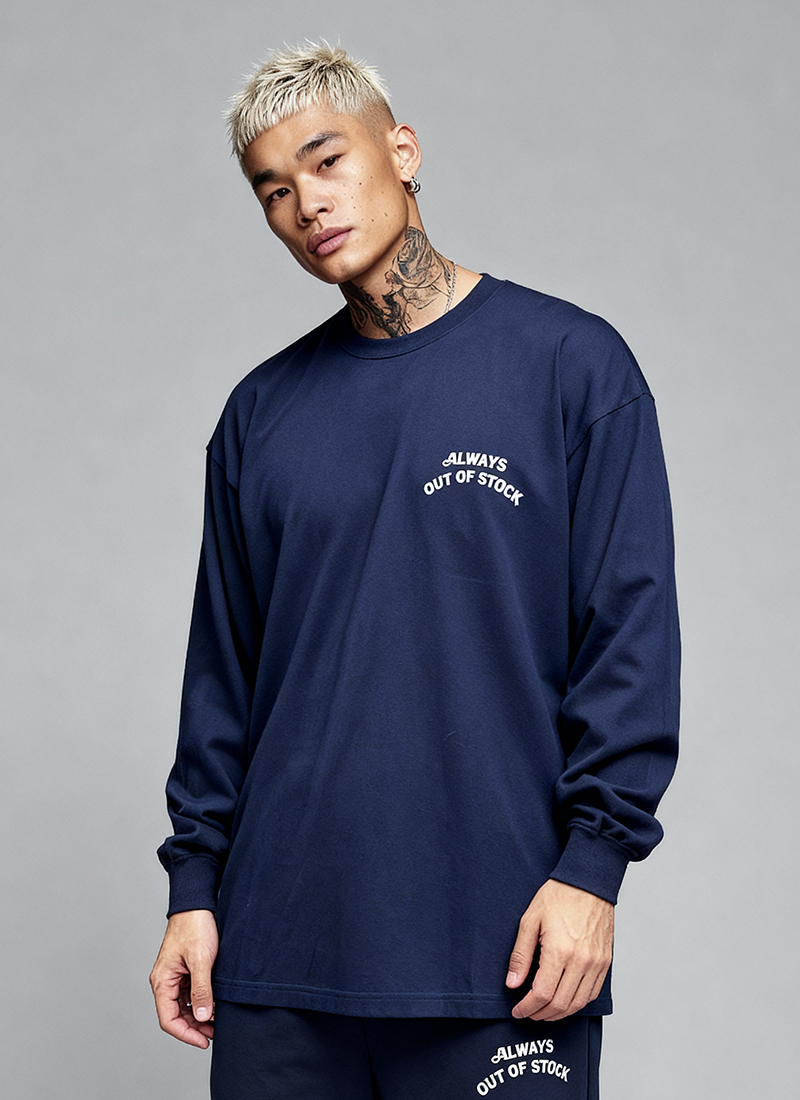 BASIC LOGO L/S TEE-NAVY x OFF WHITE