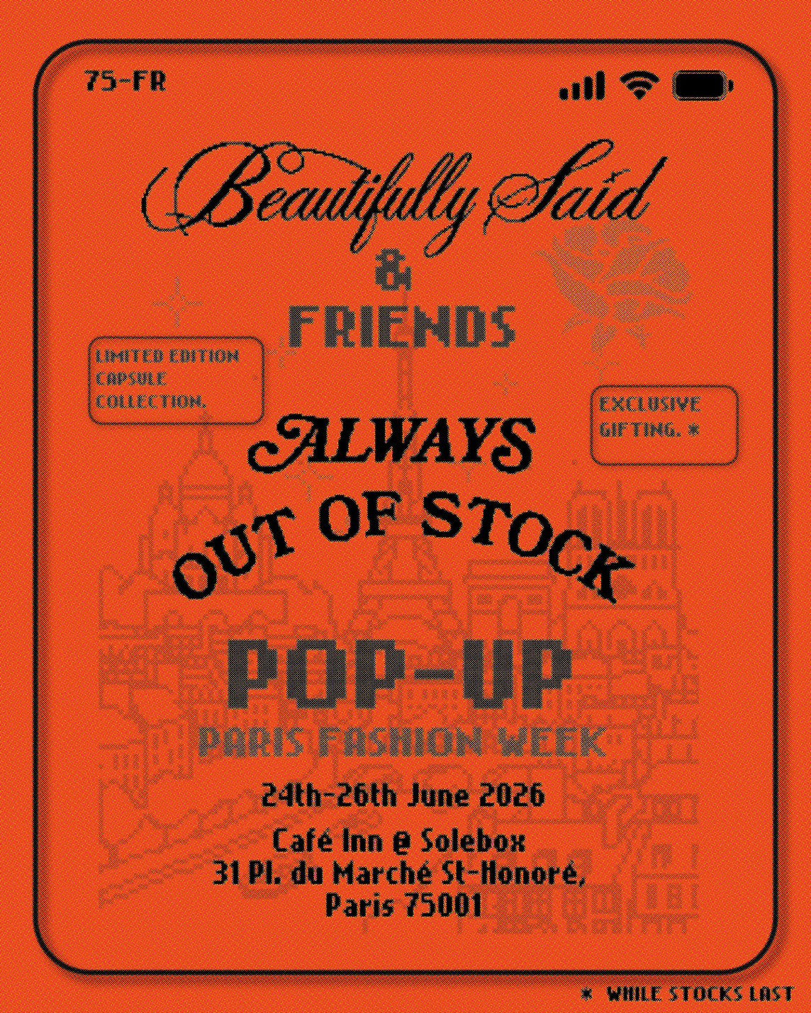 PARIS FASHION WEEK POP UP STORE 開催のお知らせ