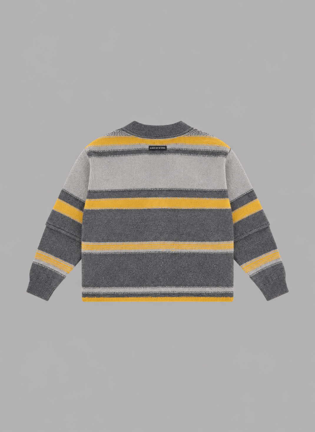 STRIPED KNIT  MOHAIR CARDIGAN - GRAY