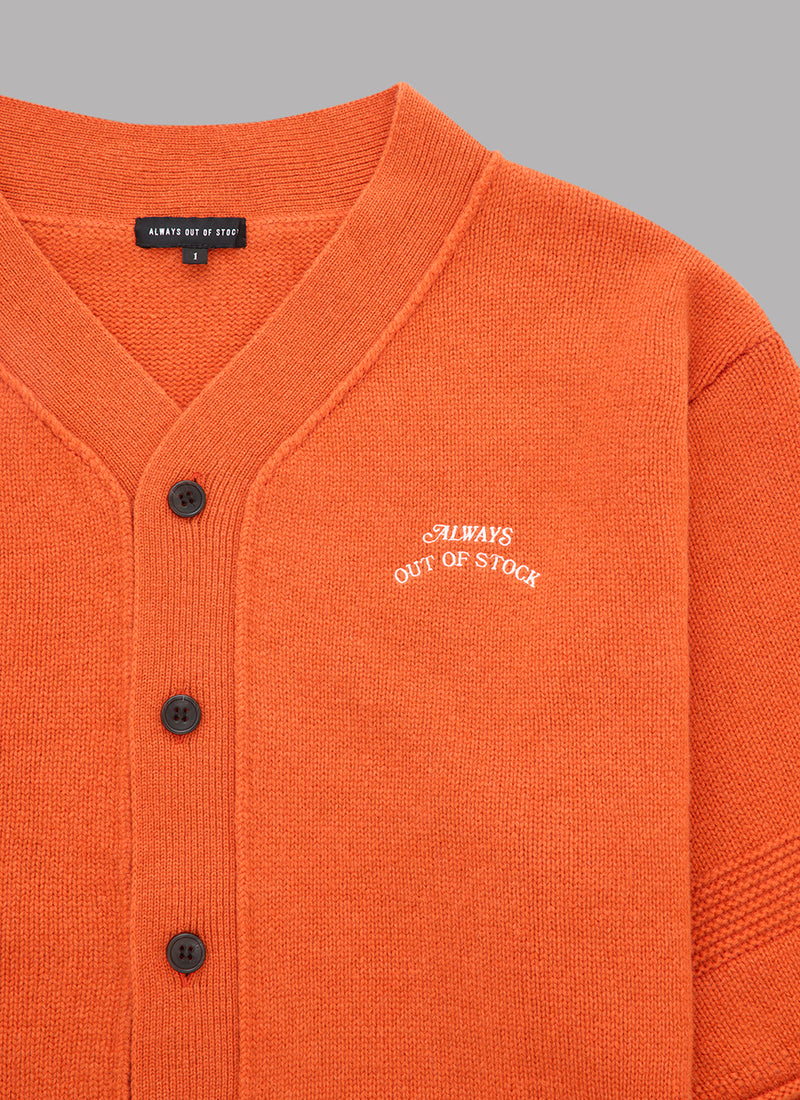 BASEBALL KNIT CARDIGAN-ORANGE