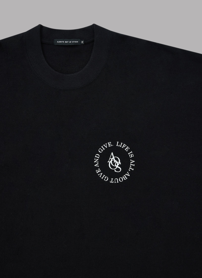 LIFE IS G&G DROP SHOULDER S/S TEE-BLACK