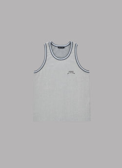 FRILL STRIPES TANK TOP-GRAY