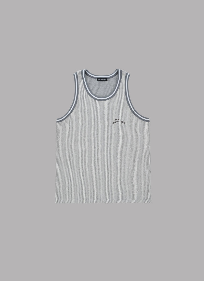 FRILL STRIPES TANK TOP-GRAY