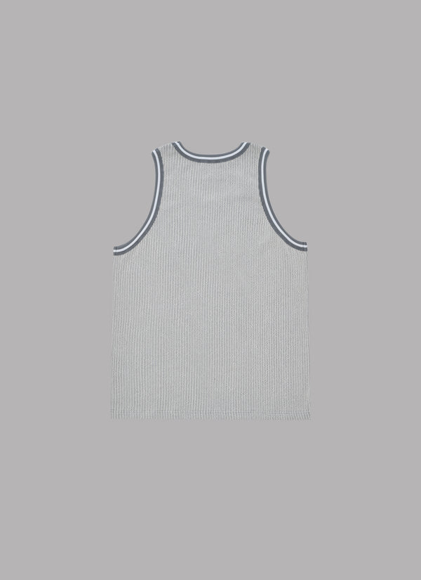 FRILL STRIPES TANK TOP-GRAY