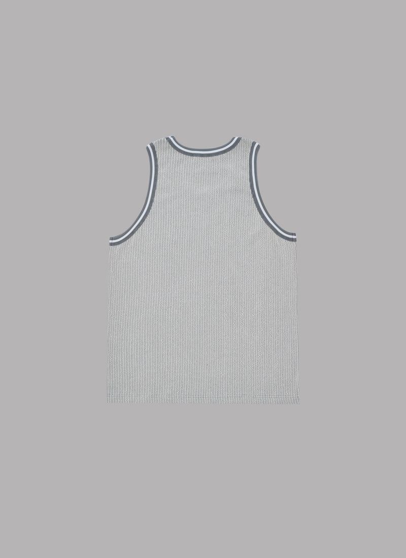 FRILL STRIPES TANK TOP-GRAY