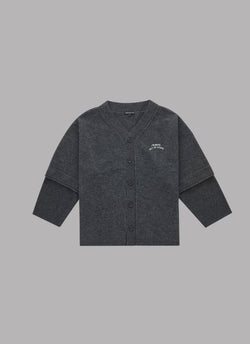 BASEBALL KNIT CARDIGAN-CHARCOAL