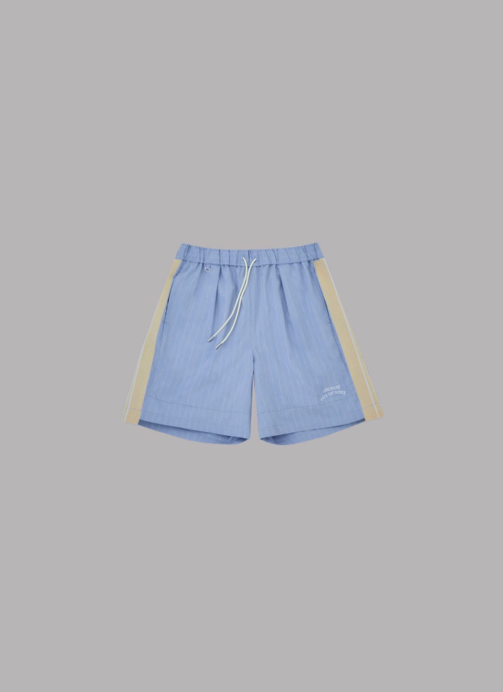 SIDE STRIPE LINEN TUCKED SHORTS-SAX