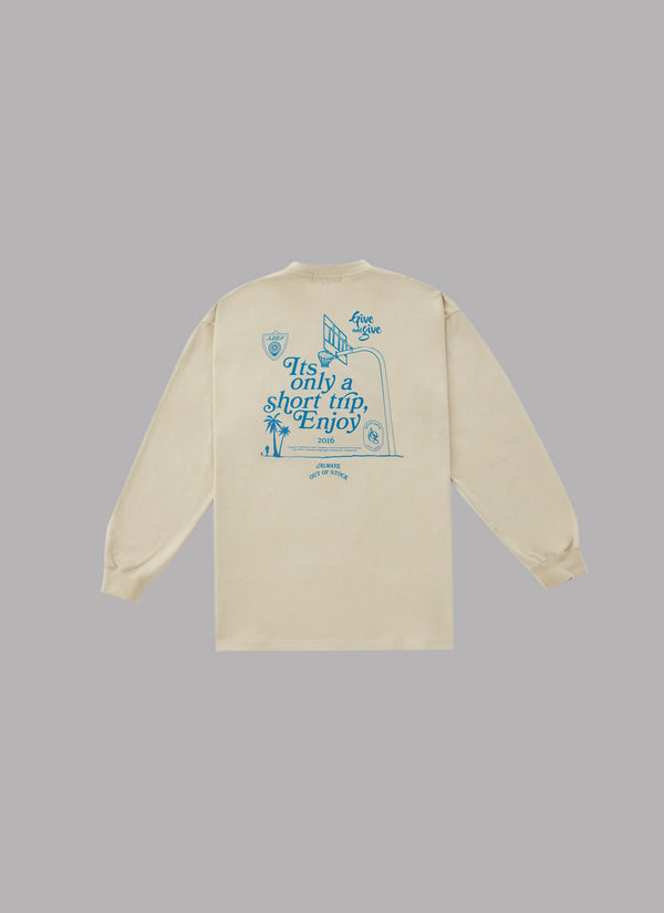 IT'S ONLY A SHORT TRIP L/S TEE-SAND