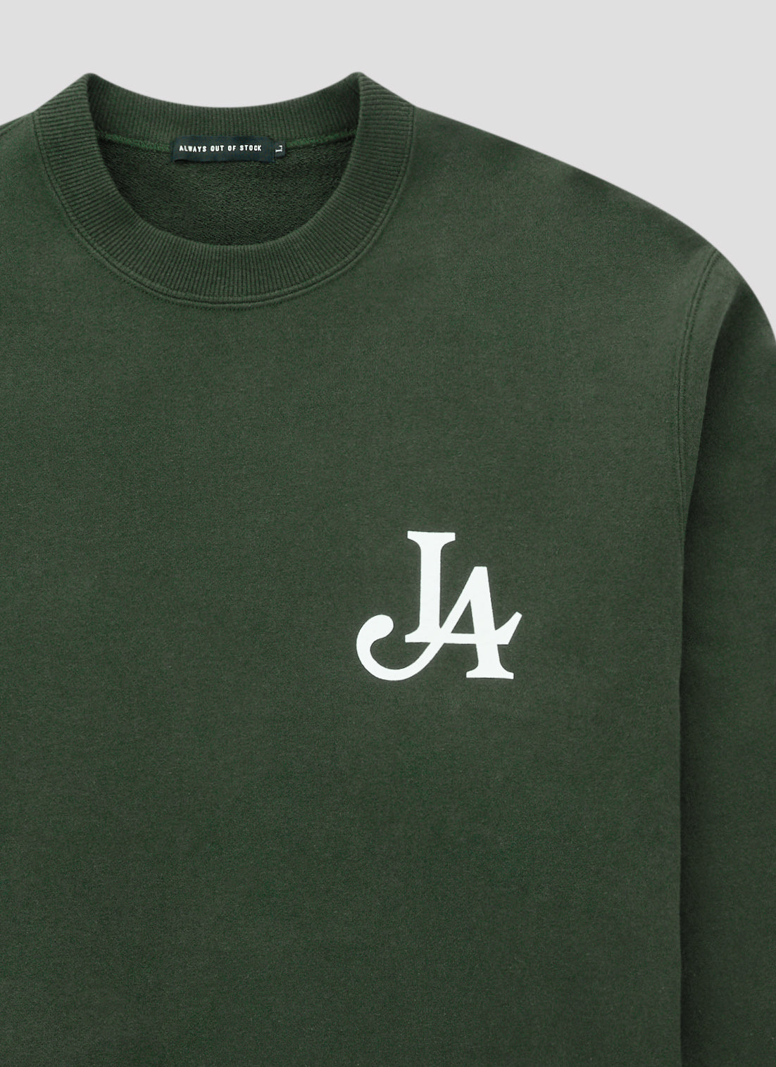 LA LOGO THICK CREWNECK-OLIVE