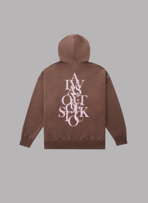 OVERLAP HOODIE-BROWN