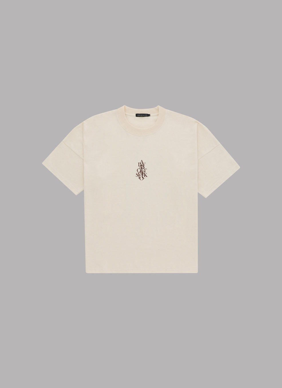 OVERLAP DROP S/S TEE - IVORY x BROWN