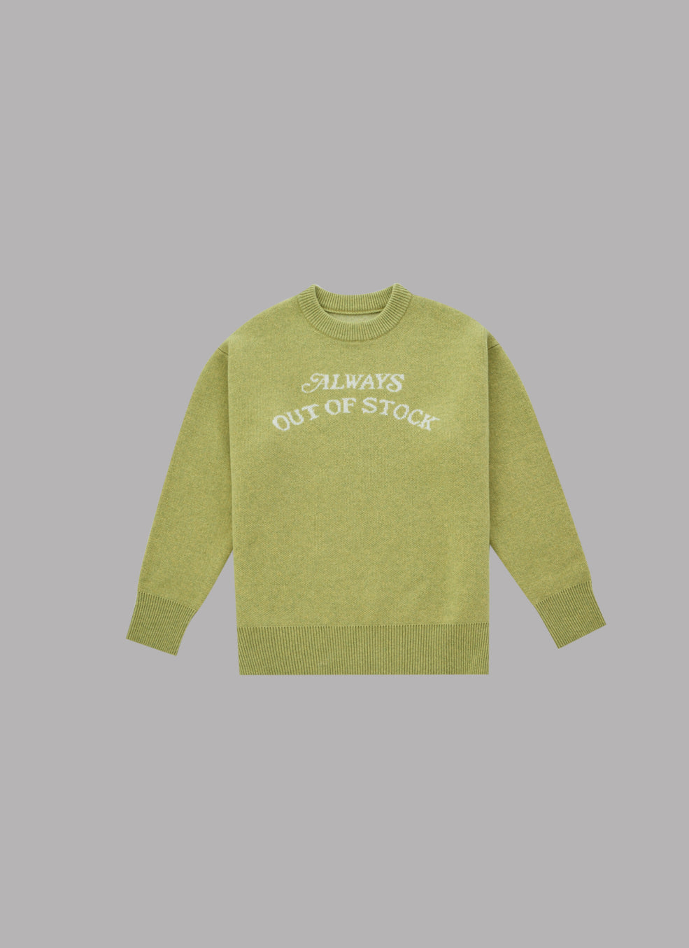 BASIC LOGO JACQUARD KNIT CREW SWEATER - LIME YELLOW