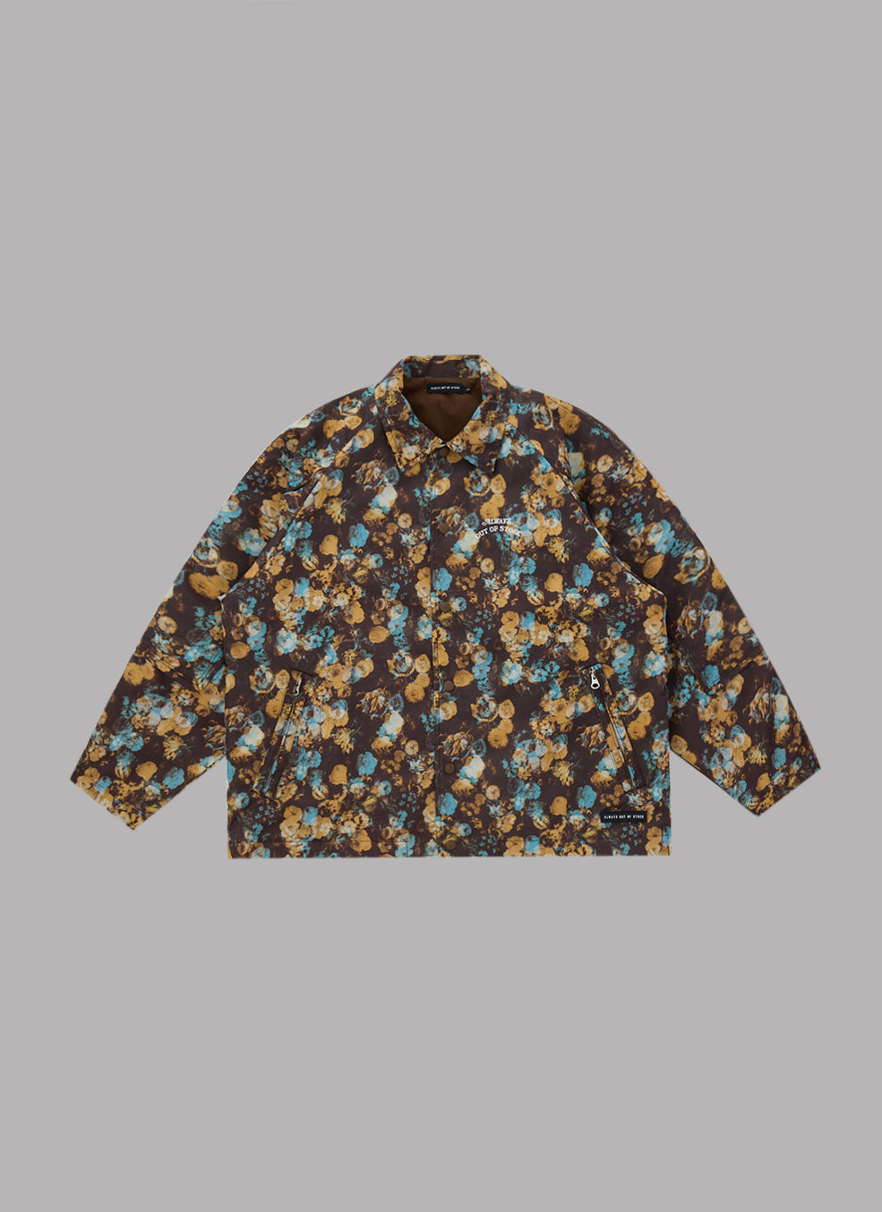 FLOWER PATTERN LIGHT BLOUSON JACKET-BROWN