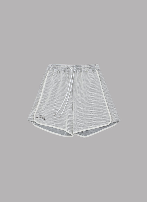FRILL STRIPES BASKETBALL SHORTS-GRAY