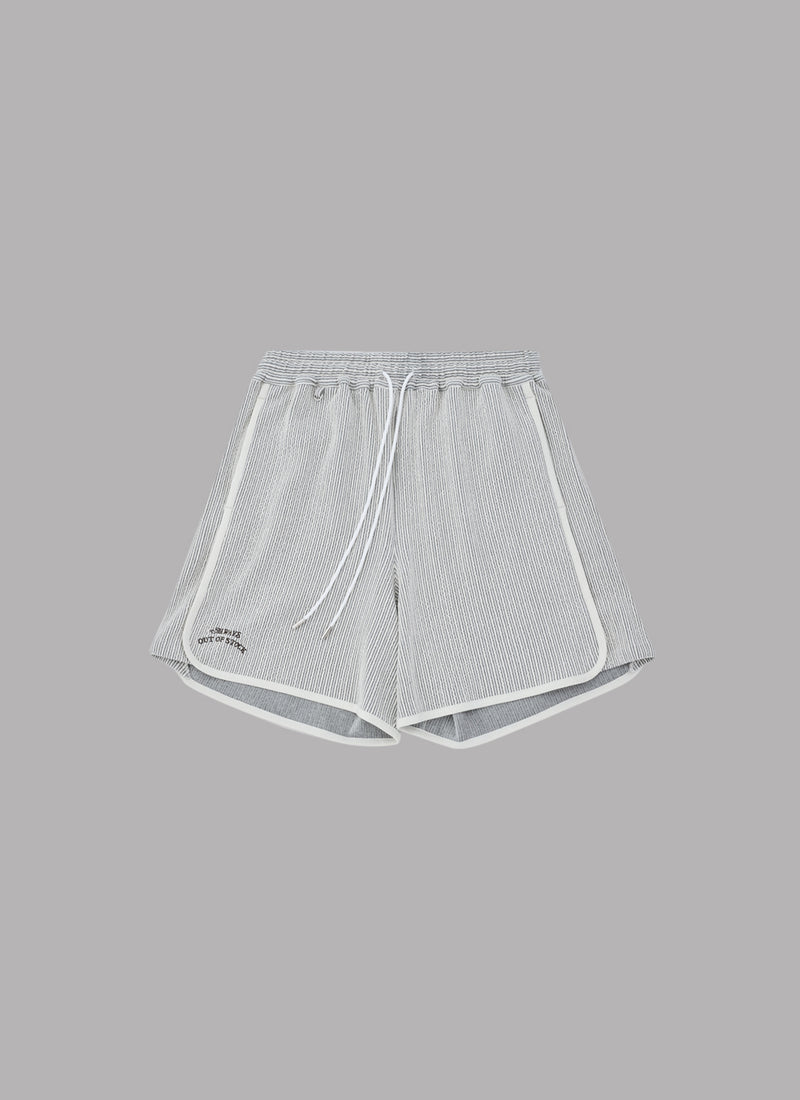 FRILL STRIPES BASKETBALL SHORTS-GRAY