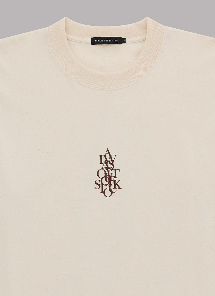 OVERLAP DROP S/S TEE - IVORY x BROWN
