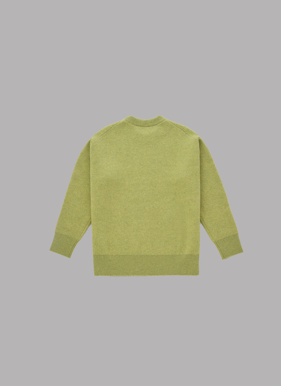 BASIC LOGO JACQUARD KNIT CREW SWEATER - LIME YELLOW