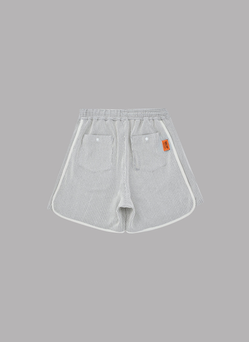 FRILL STRIPES BASKETBALL SHORTS-GRAY