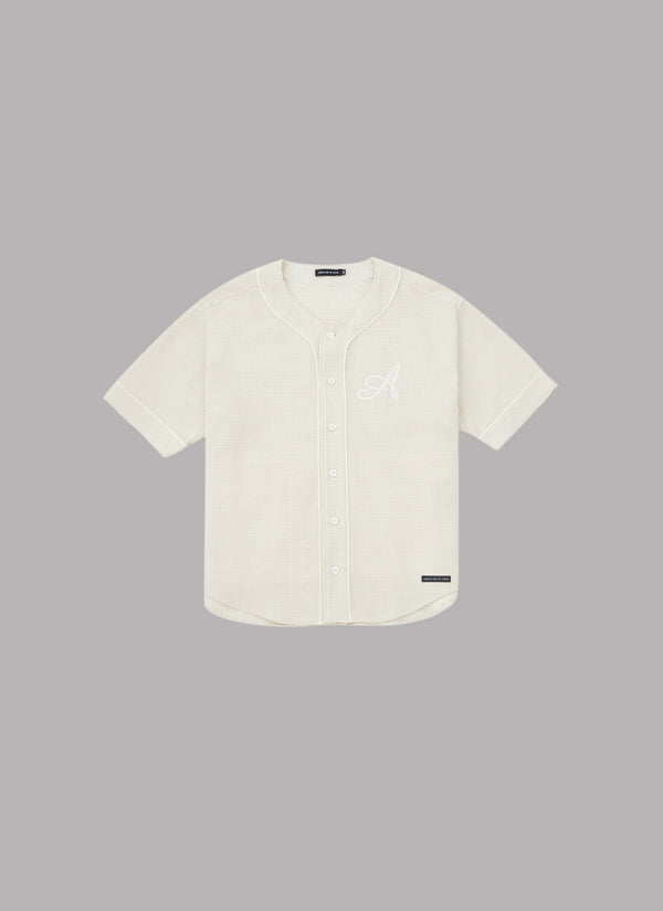 WAFFLE BASEBALL SHIRT-IVORY