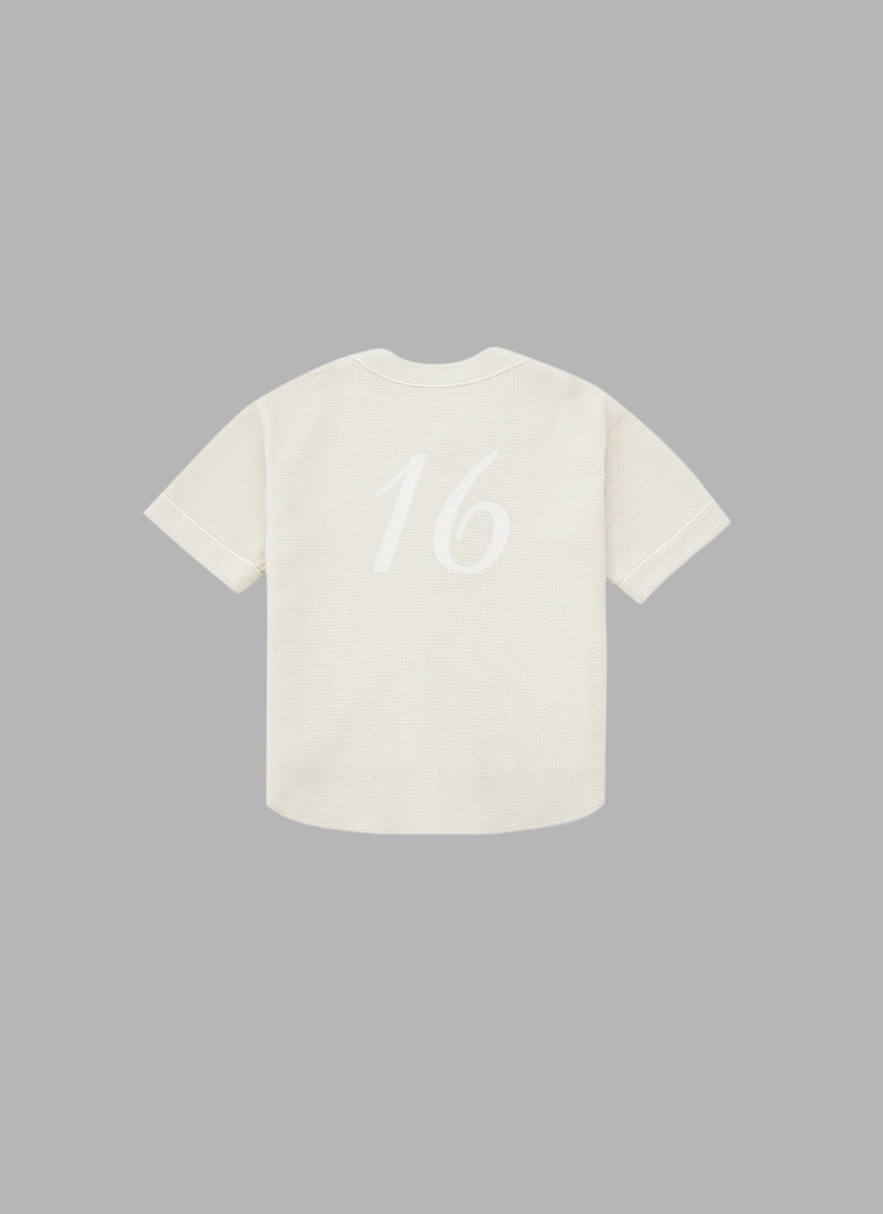 WAFFLE BASEBALL SHIRT-IVORY