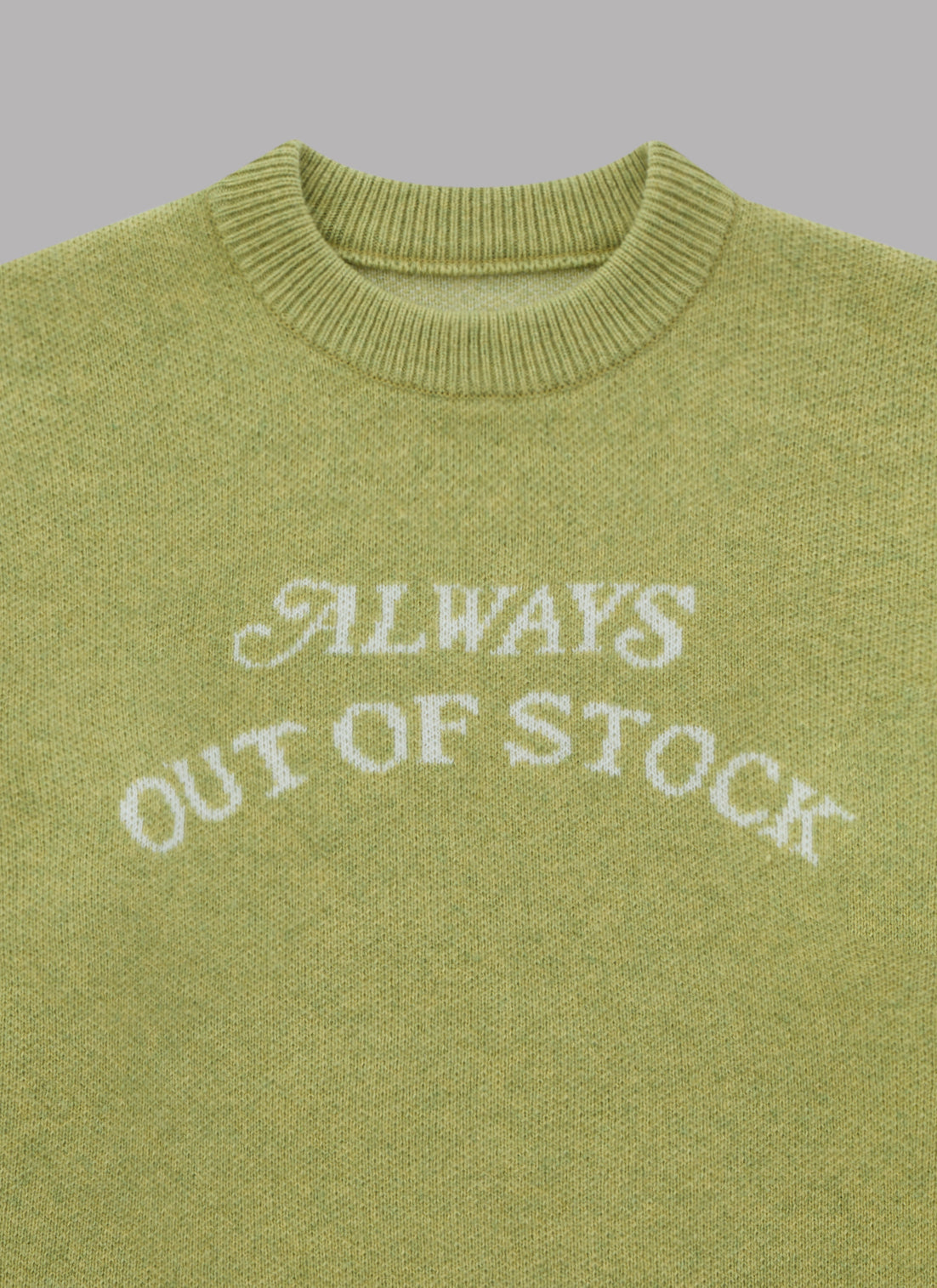 BASIC LOGO JACQUARD KNIT CREW SWEATER - LIME YELLOW