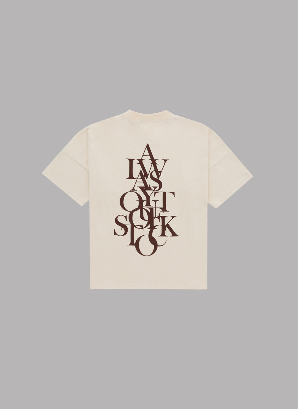 OVERLAP DROP S/S TEE - IVORY x BROWN