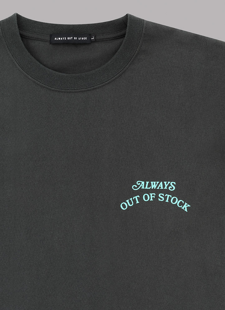 BASIC LOGO S/S TEE-CHARCOAL x TURQUOISE