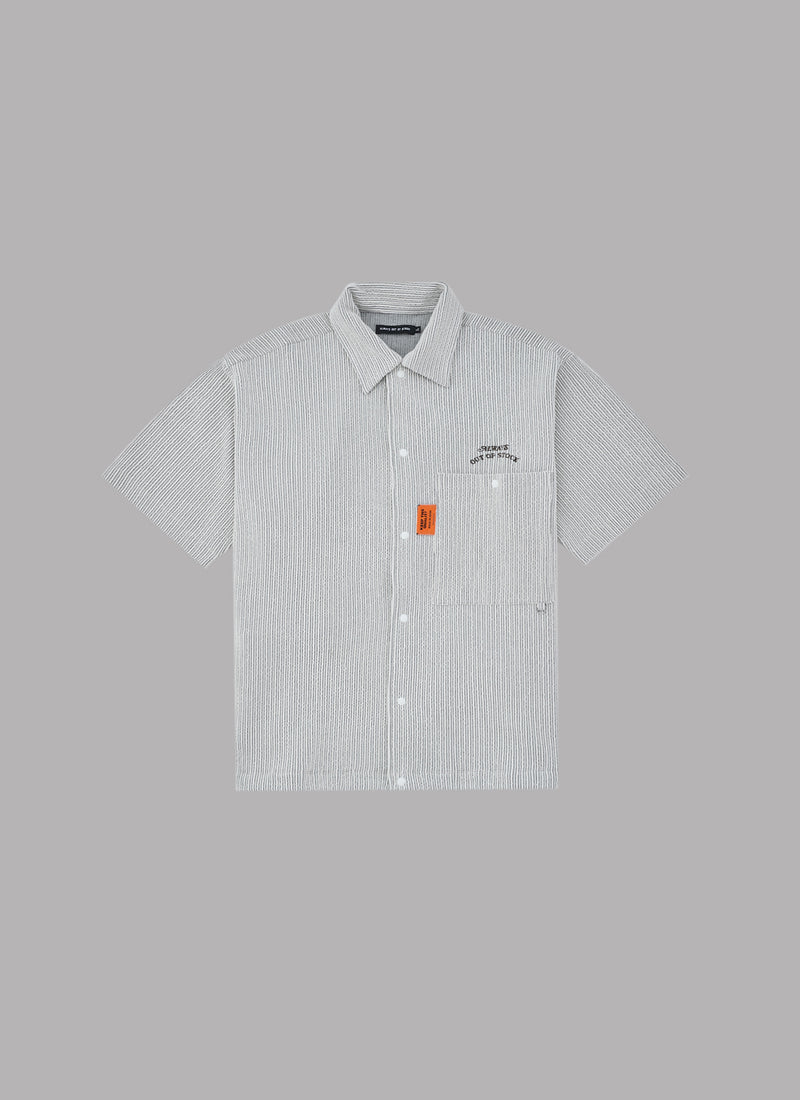 ・FRILL STRIPES S/S SHIRT-GRAY
