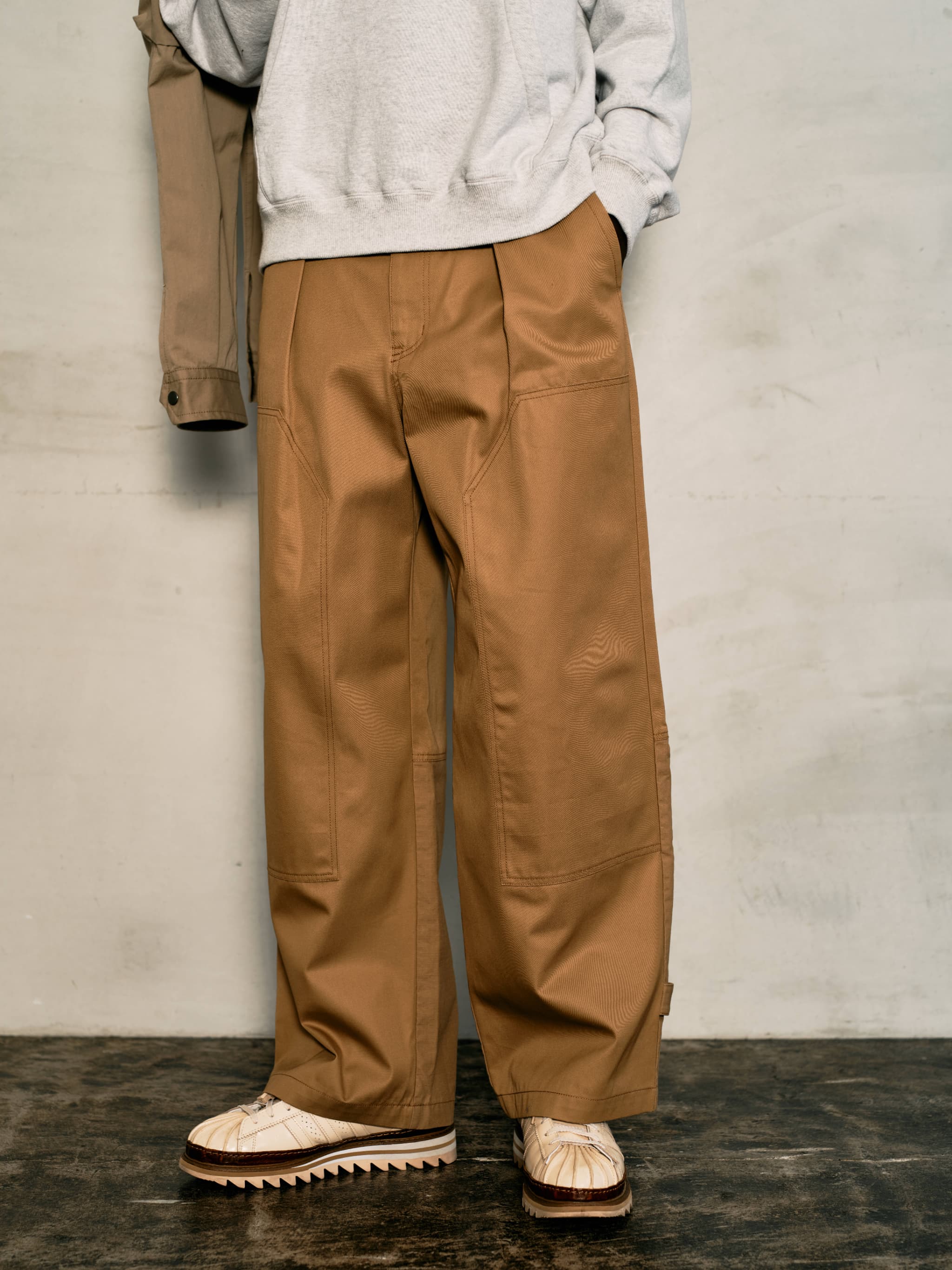 DOUBLE-KNEE TUCKED WORK PANTS - CAMEL