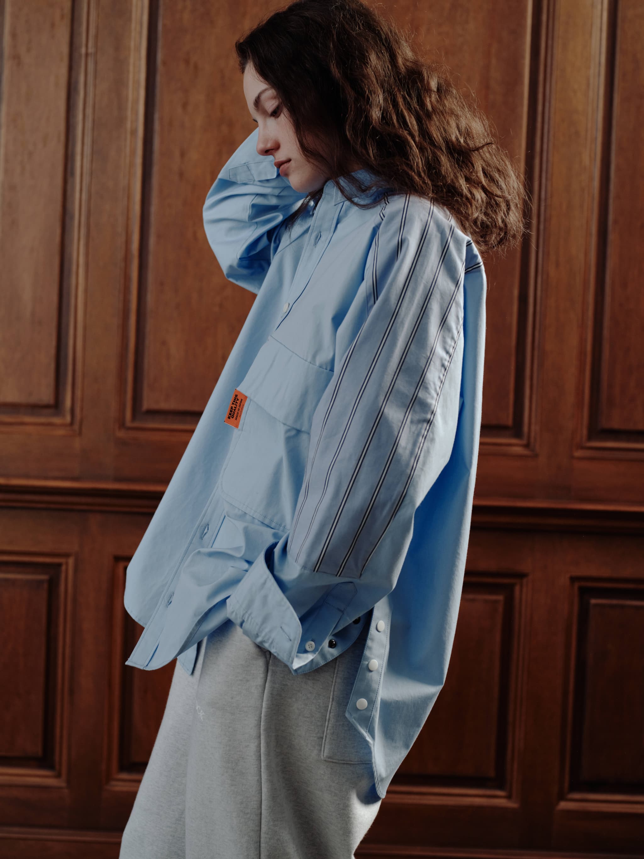 COMBINATION STRIPE L/S SHIRT-SAX