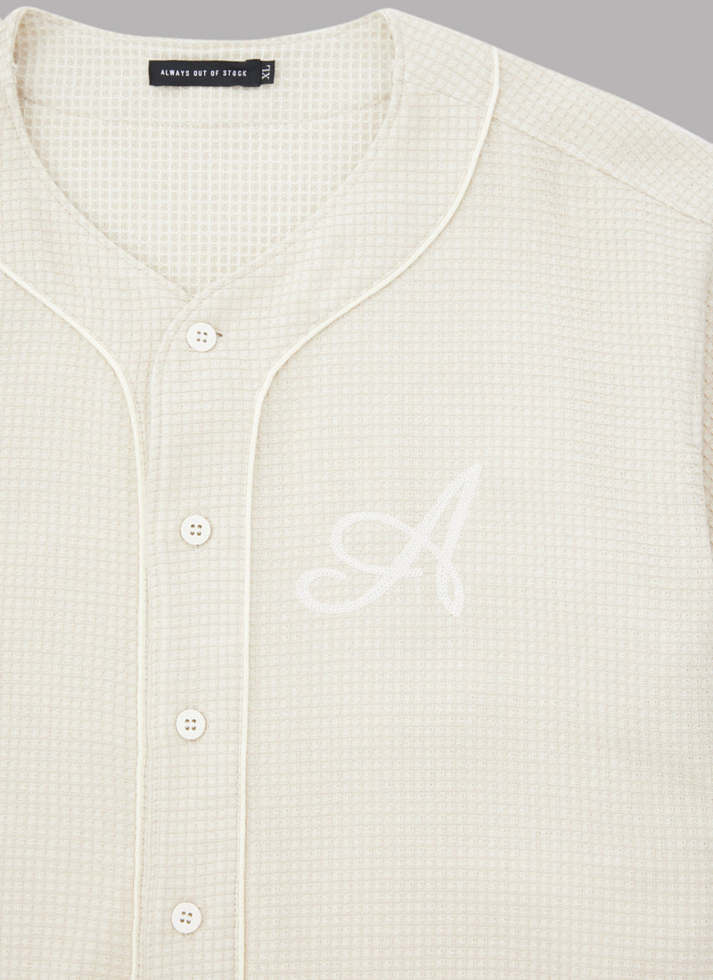 WAFFLE BASEBALL SHIRT-IVORY