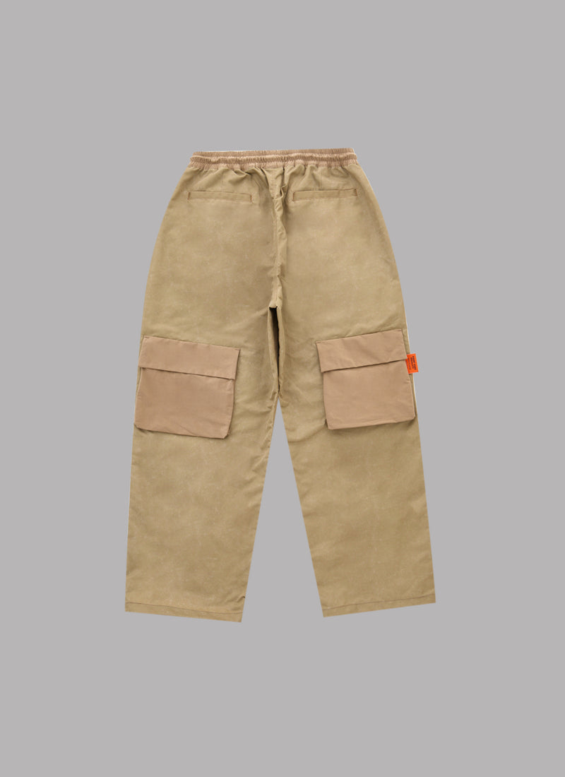 WIDE FATIGUE PANTS-BEIGE