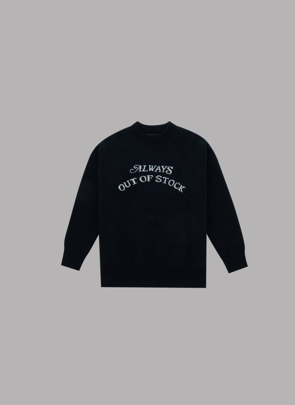 BASIC LOGO JACQUARD KNIT CREW SWEATER - BLACK