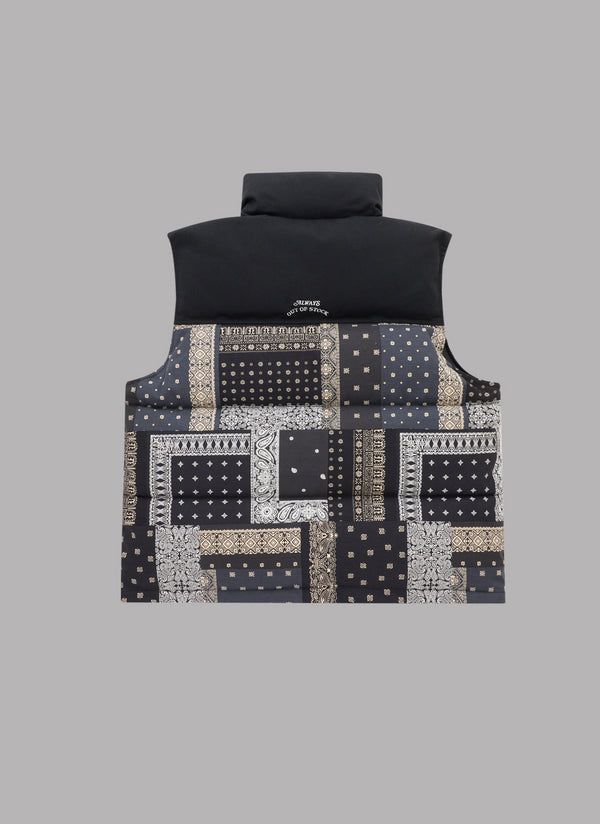 PAISLEY COMBINATION DOWN VEST-BLACK