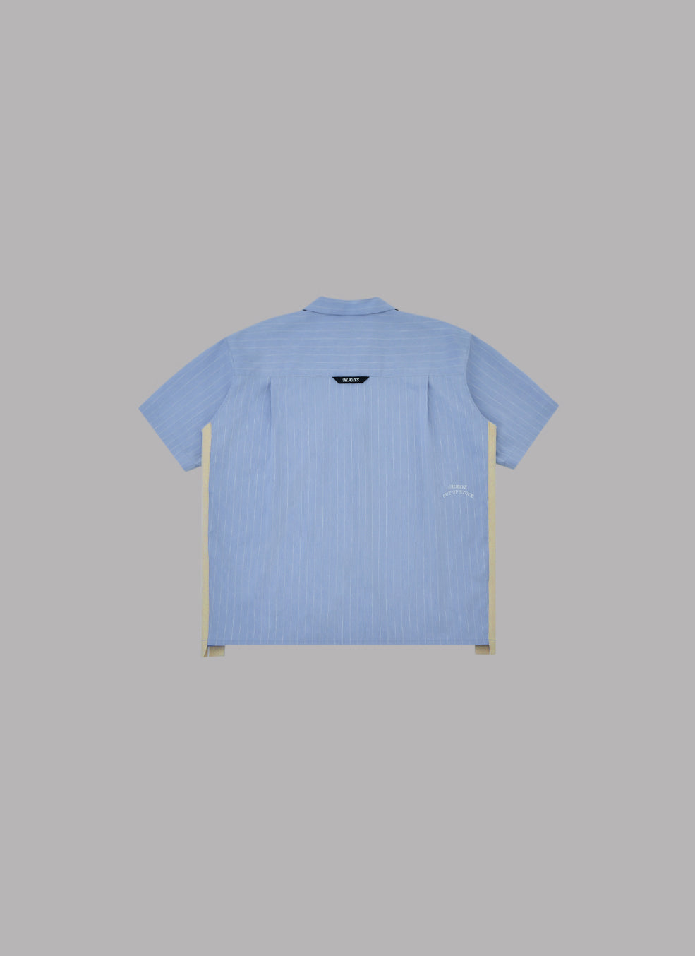 SIDE STRIPE OPEN COLLAR LINEN SHIRT-SAX