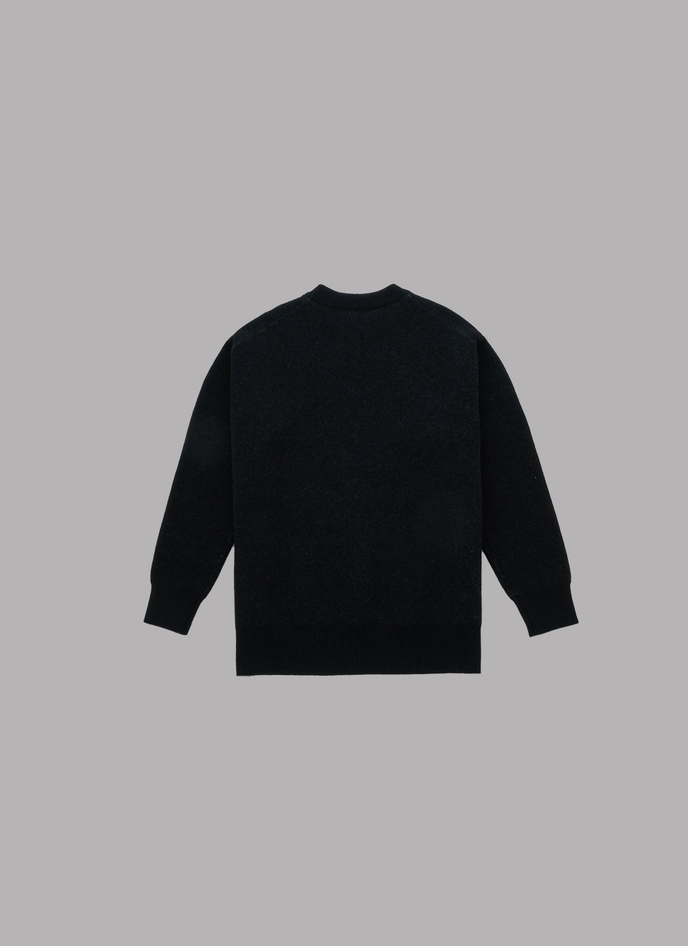 BASIC LOGO JACQUARD KNIT CREW SWEATER - BLACK