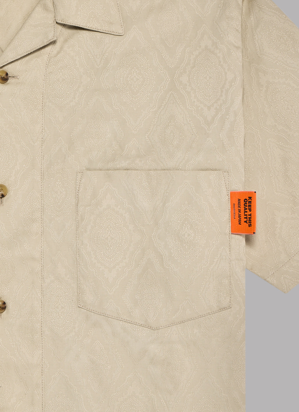 JACQURED PAISLEY RESORT S/S SHIRT- IVORY