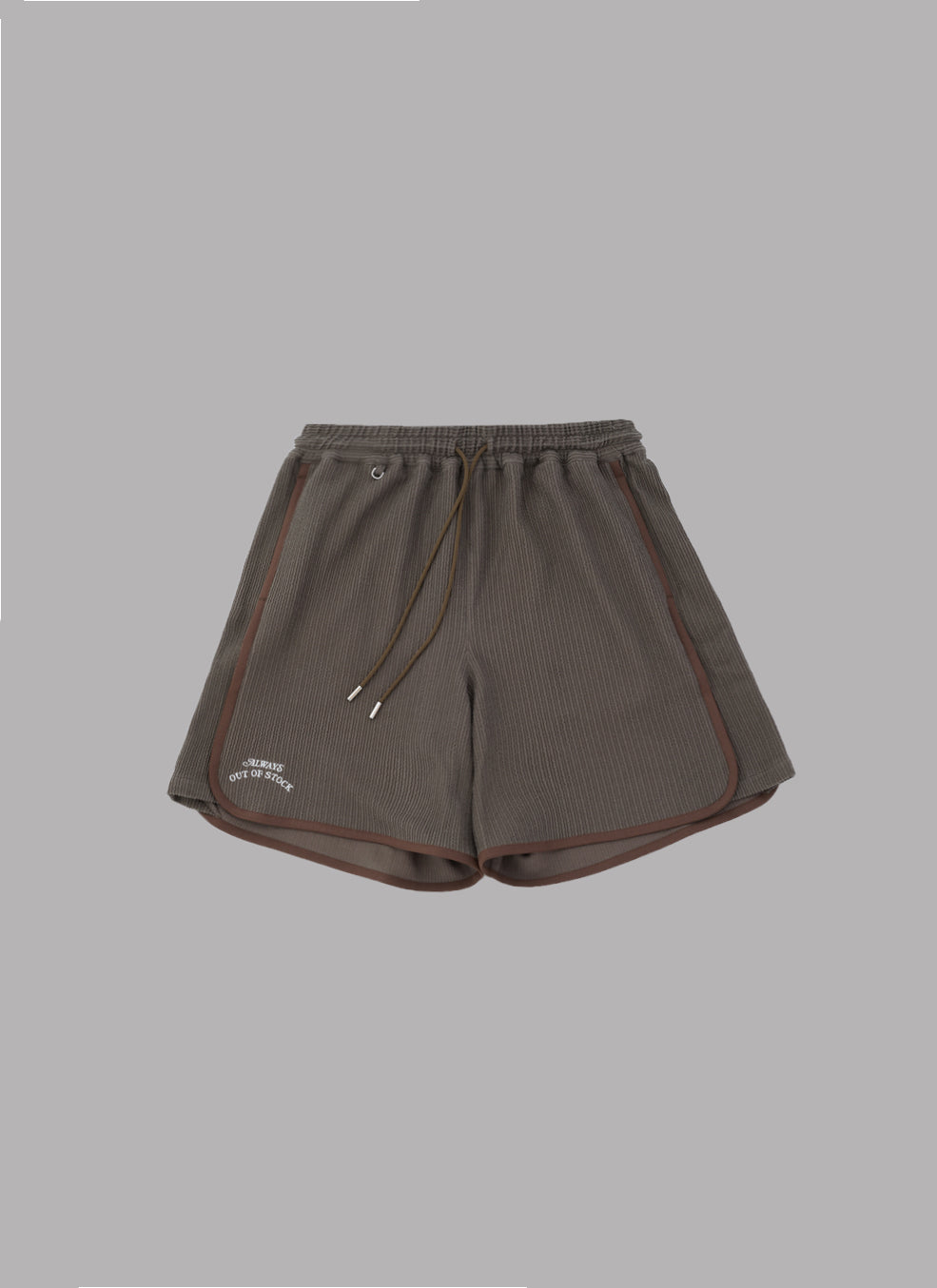 FRILL STRIPES BASKETBALL SHORTS-BROWN