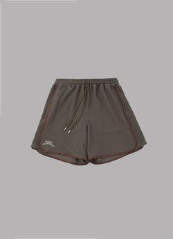 FRILL STRIPES BASKETBALL SHORTS-BROWN