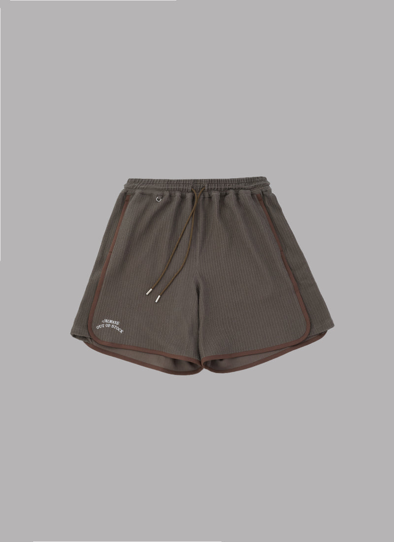 FRILL STRIPES BASKETBALL SHORTS-BROWN