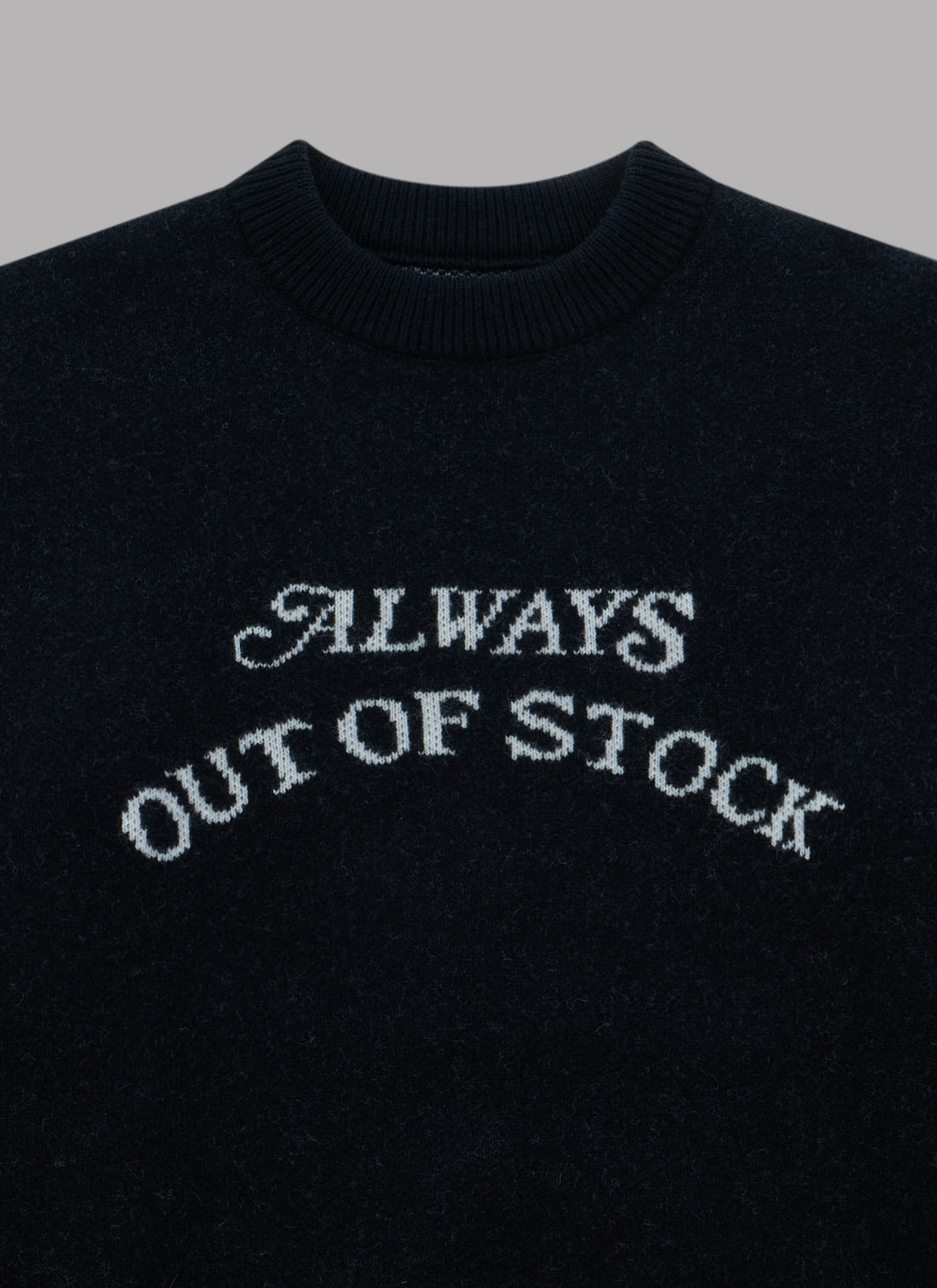 BASIC LOGO JACQUARD KNIT CREW SWEATER - BLACK