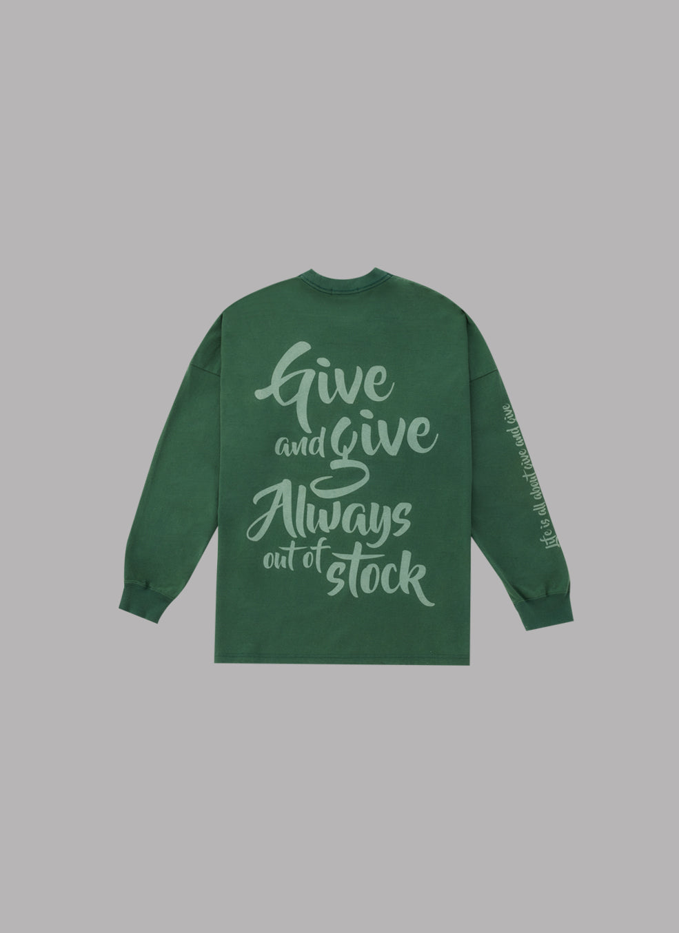 BIO WASHED GIVE&GIVE DROP SHOULDER L/S TEE-GREEN