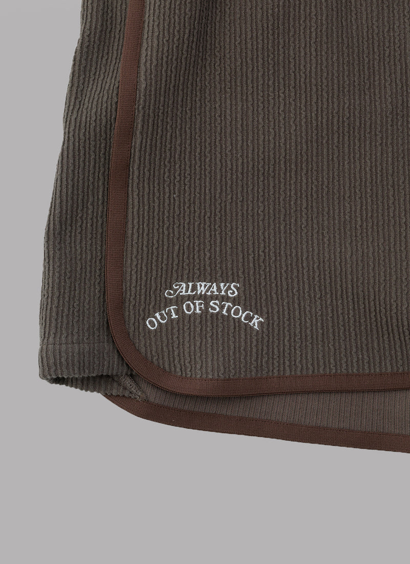FRILL STRIPES BASKETBALL SHORTS-BROWN