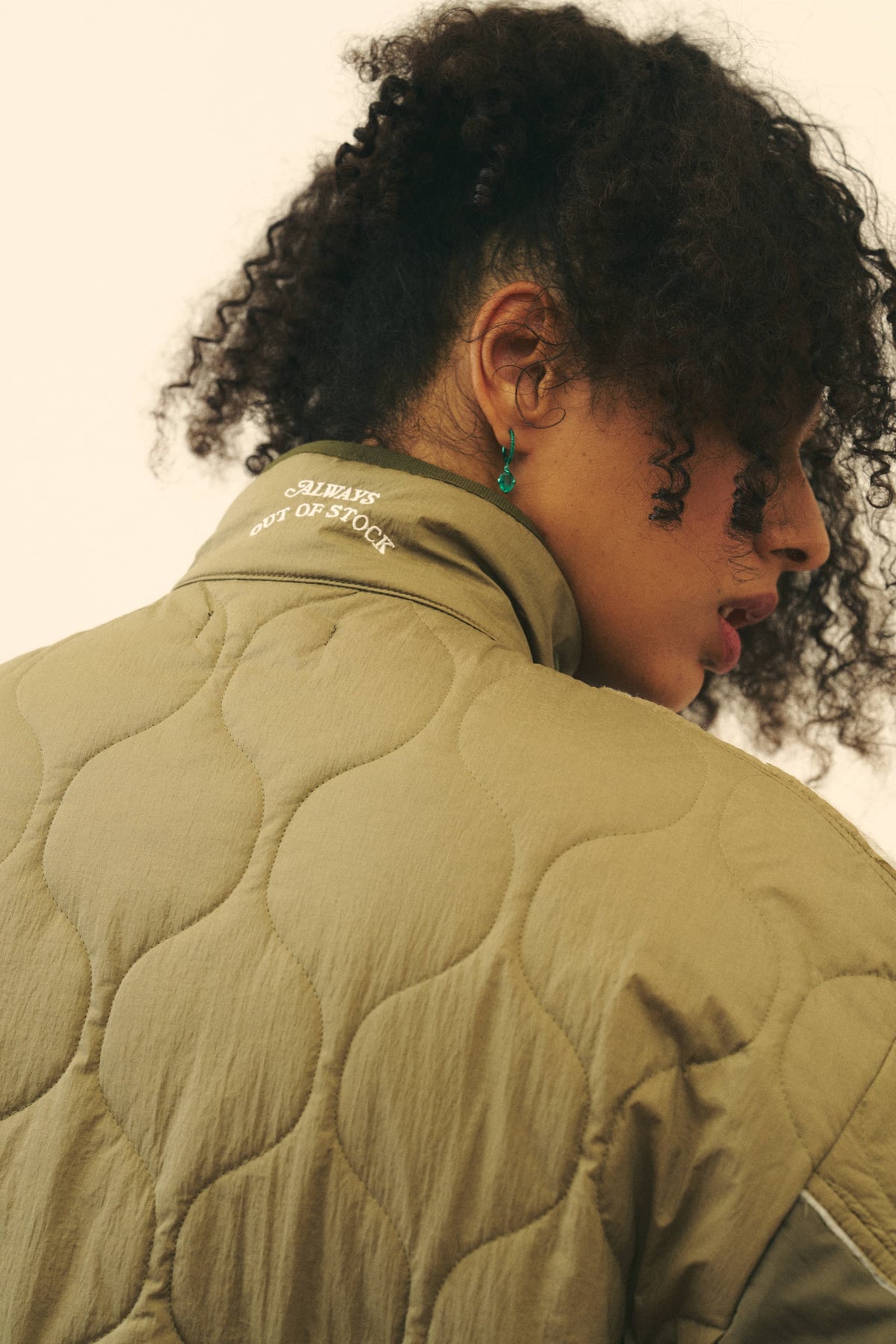SWITCHED QUILTING JACKET - OLIVE