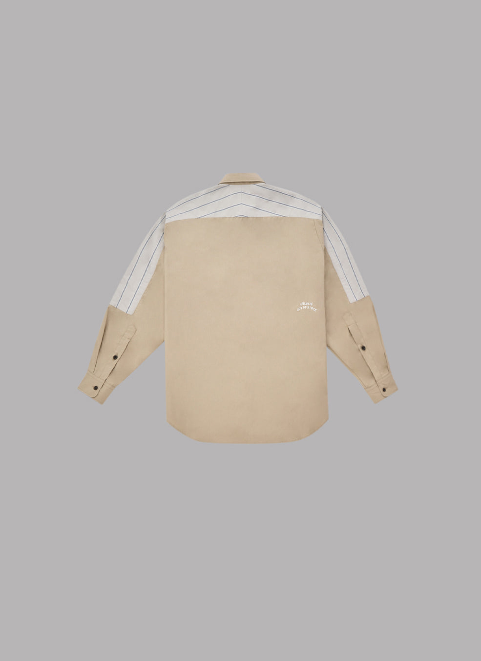 COMBINATION STRIPE L/S SHIRT-BEIGE